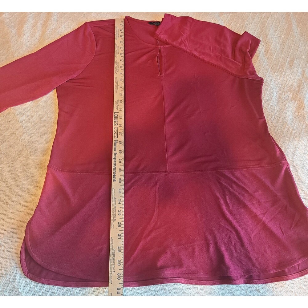 Lauren Ralph Lauren Womens XL Red 3/4 Sleeve Tunic Blouse Soft Minimalist Party - Picture 11 of 13